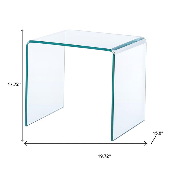 HomeRoots Clear Glass End Table with Floor Shelf - Minimalist Design, Perfect for Small Spaces & Modern Decor 635687