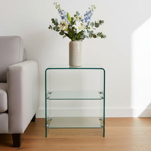 HomeRoots 18" Clear Glass End Table with Two Shelves – Modern Minimalist Design for Stylish Storage Solutions 635688
