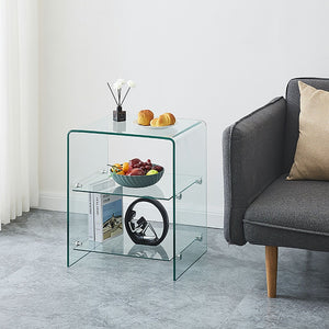 HomeRoots 18" Clear Glass End Table with Two Shelves – Modern Minimalist Design for Stylish Storage Solutions 635688