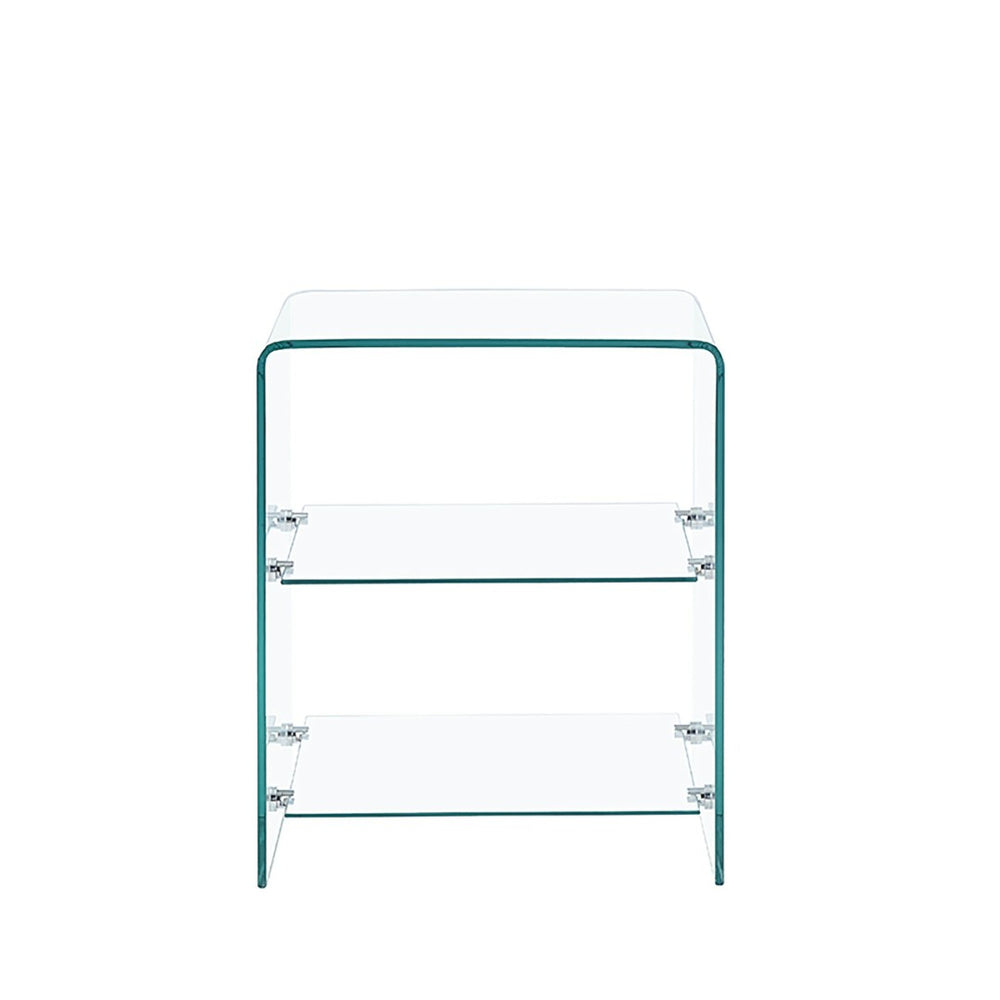 HomeRoots 18" Clear Glass End Table with Two Shelves – Modern Minimalist Design for Stylish Storage Solutions 635688