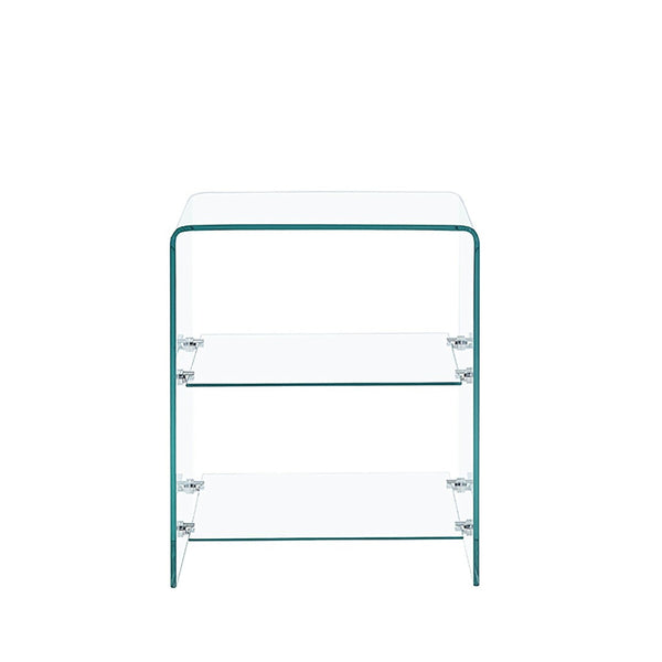 HomeRoots 18" Clear Glass End Table with Two Shelves – Modern Minimalist Design for Stylish Storage Solutions 635688