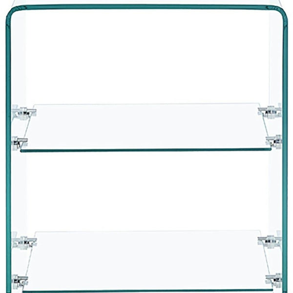 HomeRoots 18" Clear Glass End Table with Two Shelves – Modern Minimalist Design for Stylish Storage Solutions 635688
