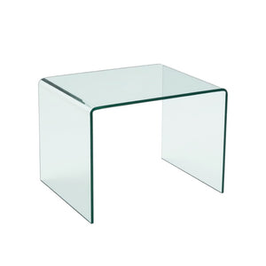 HomeRoots 19" Clear Glass Sled End Table - Modern Minimalist Design for Stylish Living Spaces, No Assembly Needed! 635689