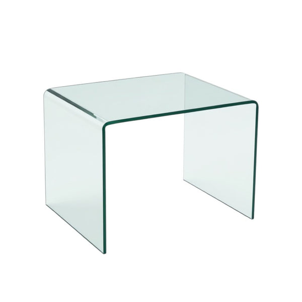 HomeRoots 19" Clear Glass Sled End Table - Modern Minimalist Design for Stylish Living Spaces, No Assembly Needed! 635689