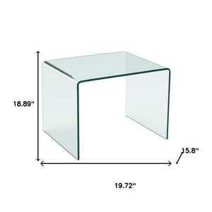 HomeRoots 19" Clear Glass Sled End Table - Modern Minimalist Design for Stylish Living Spaces, No Assembly Needed! 635689
