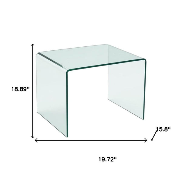 HomeRoots 19" Clear Glass Sled End Table - Modern Minimalist Design for Stylish Living Spaces, No Assembly Needed! 635689