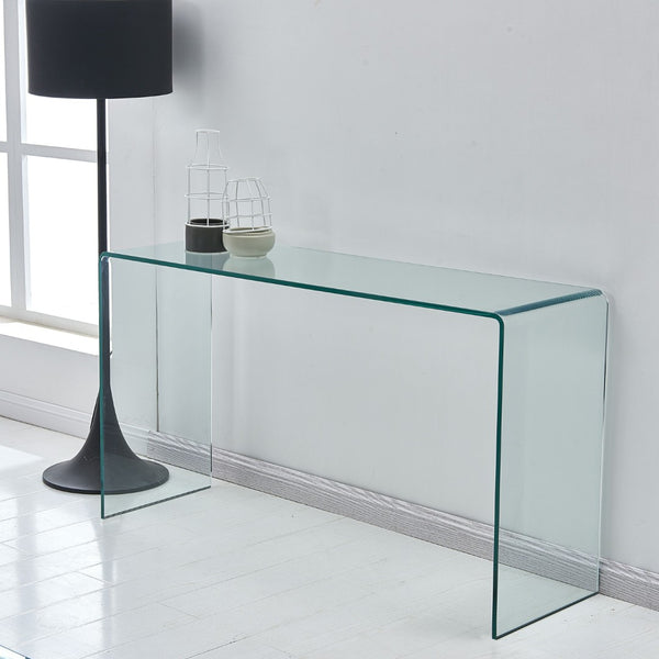 HomeRoots 43" Clear Glass Console Table – Modern Minimalist Design for Entryway, Living Room, Office & More! 635691