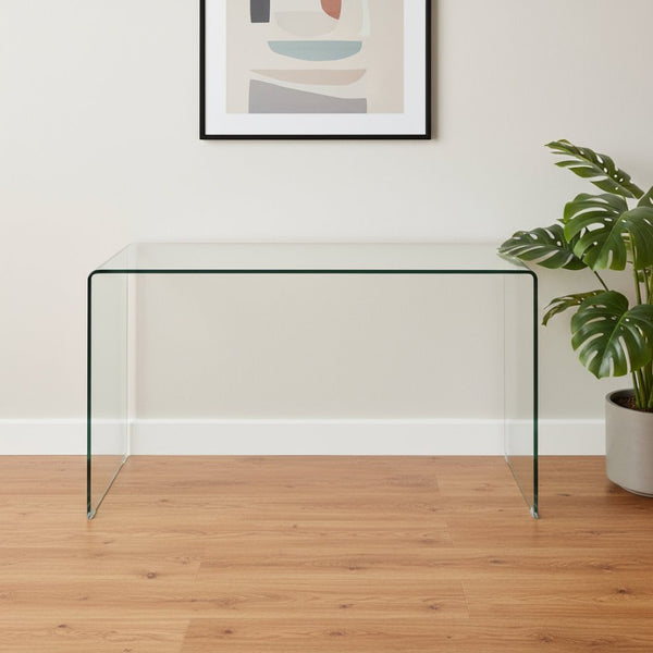 HomeRoots 43" Clear Glass Console Table – Modern Minimalist Design for Entryway, Living Room, Office & More! 635691