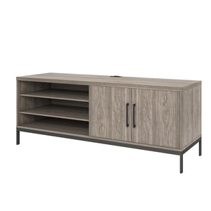 English Elm Parkside Black Oak Melamine Credenza with Sliding Doors and Built in Power Strip B2733S00002