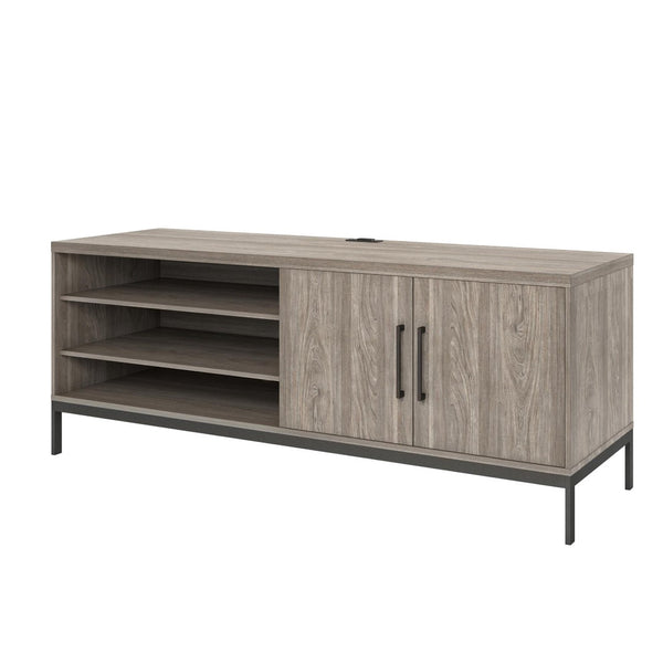 English Elm Parkside Black Oak Melamine Credenza with Sliding Doors and Built in Power Strip B2733S00002