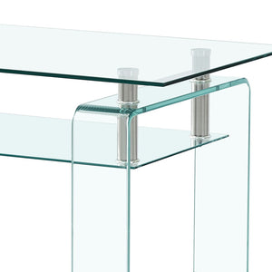 HomeRoots 39" Clear Glass Coffee Table - Modern Two-Tier Design for Stylish Display and Convenient Storage Solutions 635700