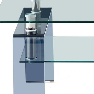 HomeRoots 39" Modern Two-Tier Clear Glass Coffee Table with Black Shelf - Stylish & Versatile for Any Room 635702