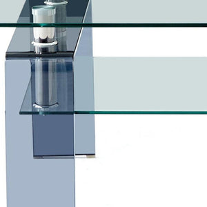 HomeRoots 39" Modern Two-Tier Clear Glass Coffee Table with Black Shelf - Stylish & Versatile for Any Room 635702
