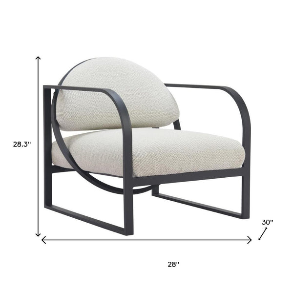 HomeRoots 28" Ivory and Black Upholstered Arm Chair - Modern Comfort for Home, Office, or Hospitality Spaces 635703