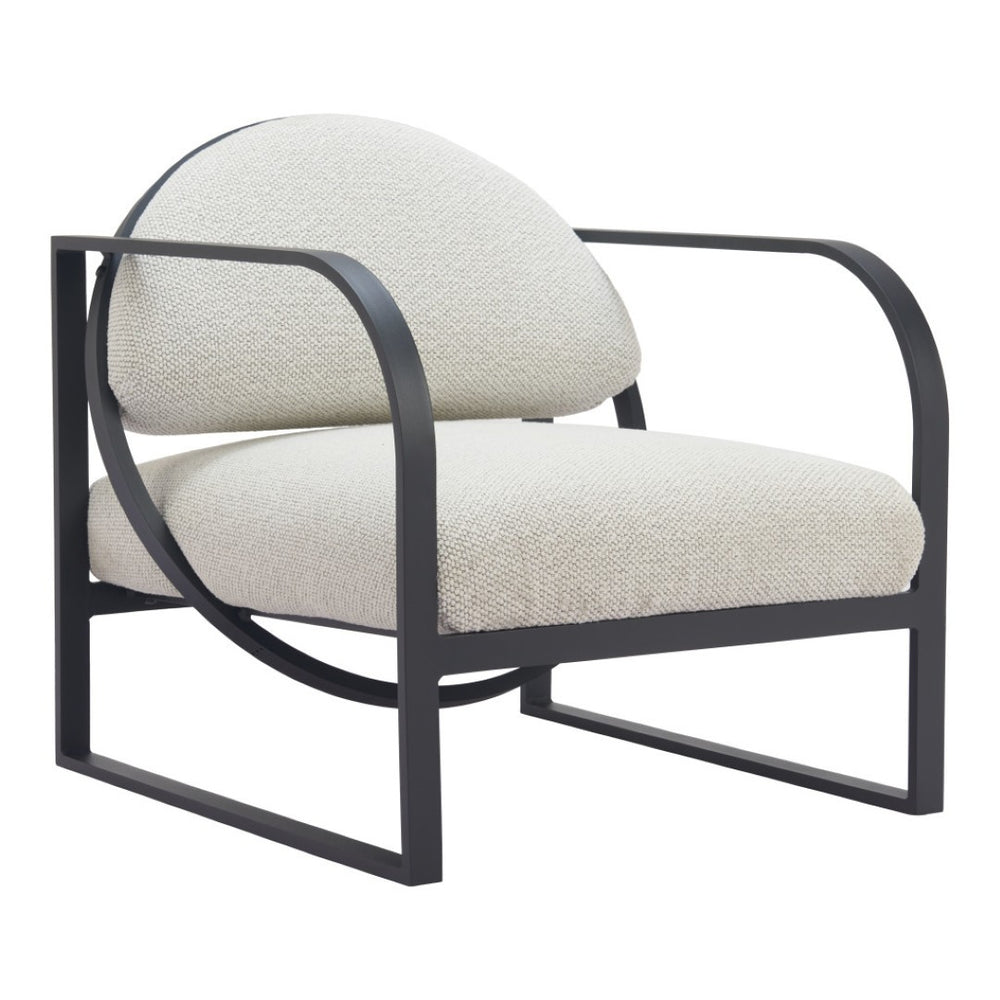 HomeRoots 28" Ivory and Black Upholstered Arm Chair - Modern Comfort for Home, Office, or Hospitality Spaces 635703
