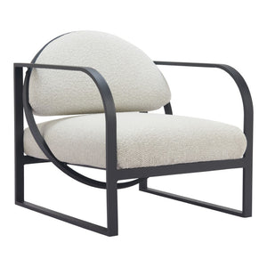 HomeRoots 28" Ivory and Black Upholstered Arm Chair - Modern Comfort for Home, Office, or Hospitality Spaces 635703