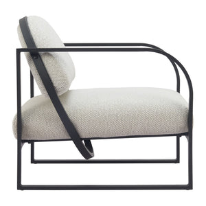 HomeRoots 28" Ivory and Black Upholstered Arm Chair - Modern Comfort for Home, Office, or Hospitality Spaces 635703