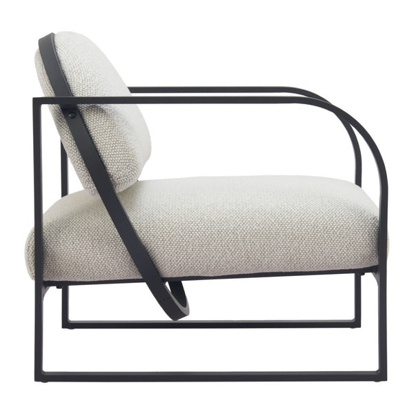 HomeRoots 28" Ivory and Black Upholstered Arm Chair - Modern Comfort for Home, Office, or Hospitality Spaces 635703
