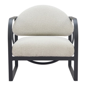 HomeRoots 28" Ivory and Black Upholstered Arm Chair - Modern Comfort for Home, Office, or Hospitality Spaces 635703