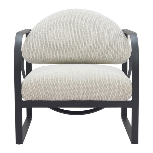 HomeRoots 28" Ivory and Black Upholstered Arm Chair - Modern Comfort for Home, Office, or Hospitality Spaces 635703