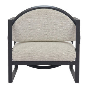 HomeRoots 28" Ivory and Black Upholstered Arm Chair - Modern Comfort for Home, Office, or Hospitality Spaces 635703