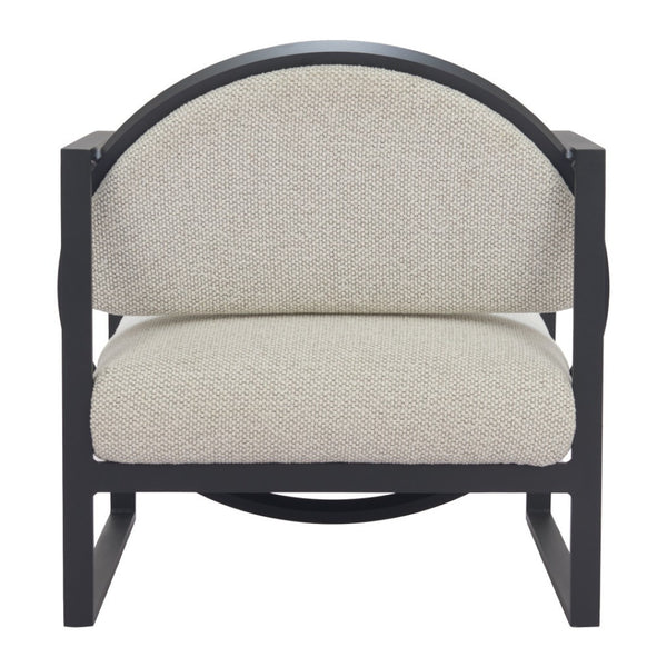 HomeRoots 28" Ivory and Black Upholstered Arm Chair - Modern Comfort for Home, Office, or Hospitality Spaces 635703