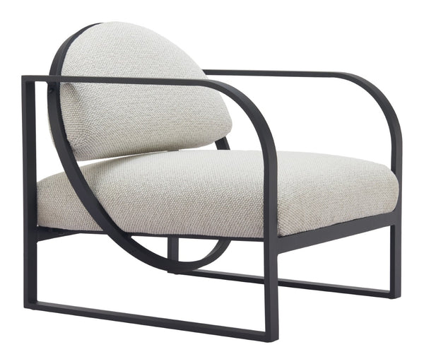 HomeRoots 28" Ivory and Black Upholstered Arm Chair - Modern Comfort for Home, Office, or Hospitality Spaces 635703