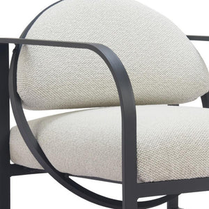 HomeRoots 28" Ivory and Black Upholstered Arm Chair - Modern Comfort for Home, Office, or Hospitality Spaces 635703