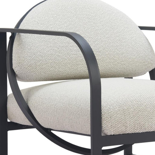 HomeRoots 28" Ivory and Black Upholstered Arm Chair - Modern Comfort for Home, Office, or Hospitality Spaces 635703