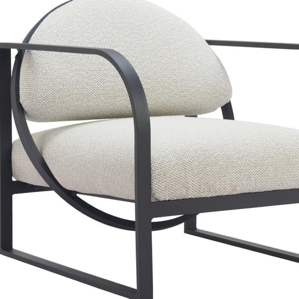 HomeRoots 28" Ivory and Black Upholstered Arm Chair - Modern Comfort for Home, Office, or Hospitality Spaces 635703