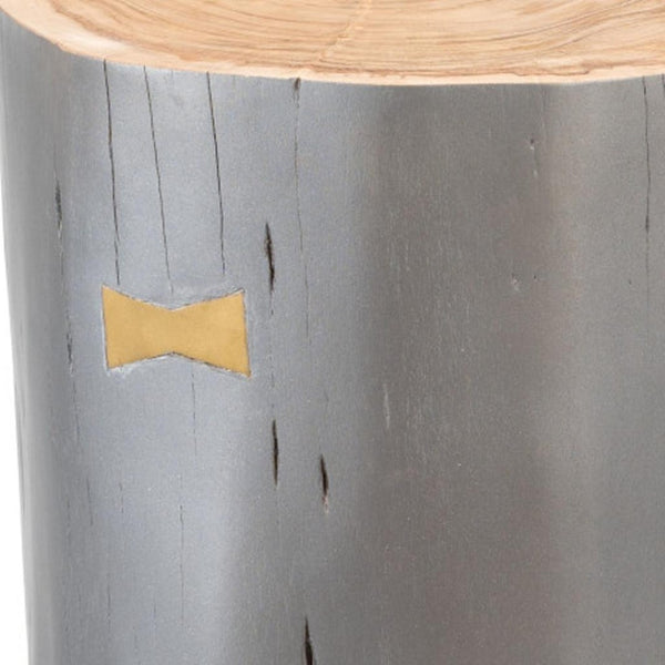 HomeRoots 22" Gray Wood Round Drum End Table - Modern Rustic Accent Table for Living Room or Bedroom Use 635704