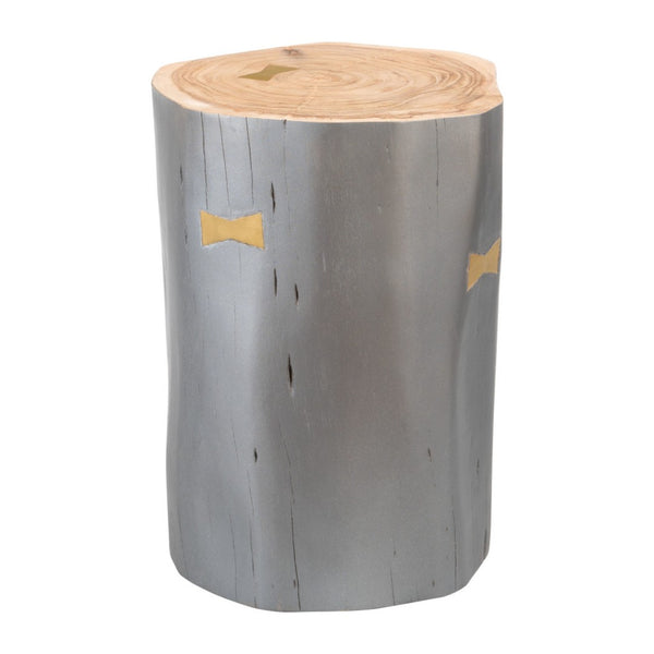HomeRoots 22" Gray Wood Round Drum End Table - Modern Rustic Accent Table for Living Room or Bedroom Use 635704