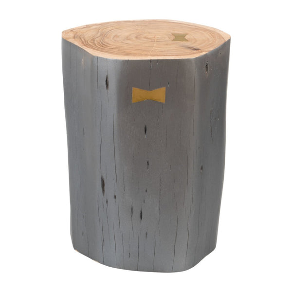 HomeRoots 22" Gray Wood Round Drum End Table - Modern Rustic Accent Table for Living Room or Bedroom Use 635704