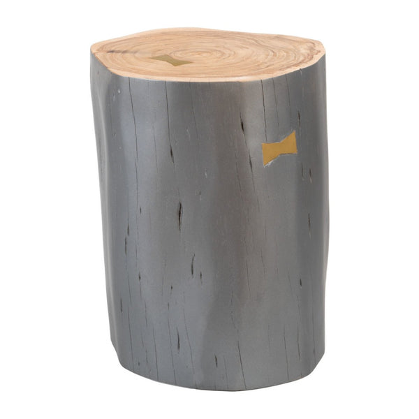 HomeRoots 22" Gray Wood Round Drum End Table - Modern Rustic Accent Table for Living Room or Bedroom Use 635704