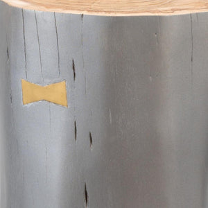 HomeRoots 22" Gray Wood Round Drum End Table - Modern Rustic Accent Table for Living Room or Bedroom Use 635704