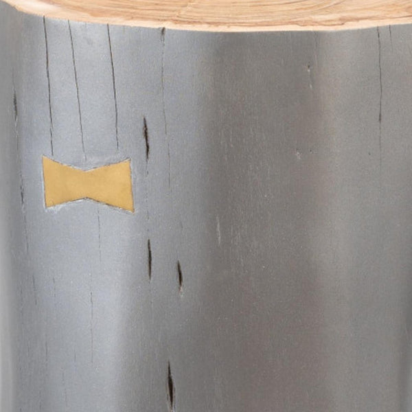 HomeRoots 22" Gray Wood Round Drum End Table - Modern Rustic Accent Table for Living Room or Bedroom Use 635704