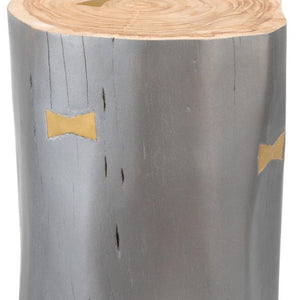 HomeRoots 22" Gray Wood Round Drum End Table - Modern Rustic Accent Table for Living Room or Bedroom Use 635704
