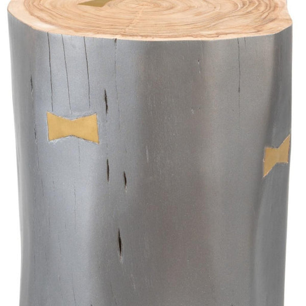 HomeRoots 22" Gray Wood Round Drum End Table - Modern Rustic Accent Table for Living Room or Bedroom Use 635704