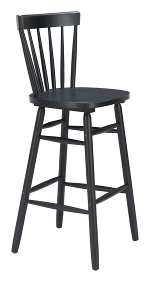 HomeRoots Set of Two Stylish Black Solid Wood Low Back Bar Chairs for Contemporary Spaces and Comfort 635705