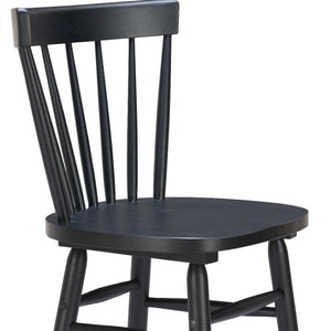 HomeRoots Set of Two Stylish Black Solid Wood Low Back Bar Chairs for Contemporary Spaces and Comfort 635705