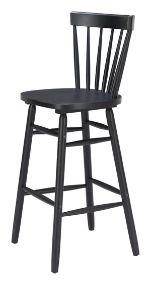 HomeRoots Set of Two Stylish Black Solid Wood Low Back Bar Chairs for Contemporary Spaces and Comfort 635705