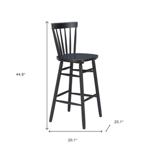 HomeRoots Set of Two Stylish Black Solid Wood Low Back Bar Chairs for Contemporary Spaces and Comfort 635705