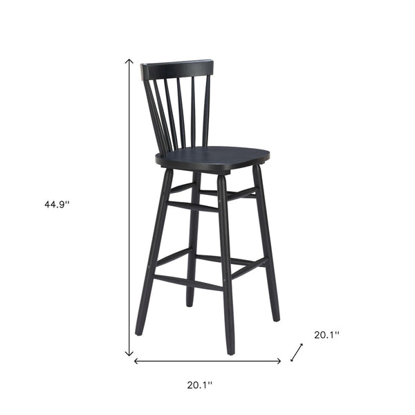 HomeRoots Set of Two Stylish Black Solid Wood Low Back Bar Chairs for Contemporary Spaces and Comfort 635705