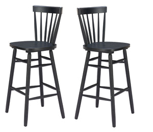HomeRoots Set of Two Stylish Black Solid Wood Low Back Bar Chairs for Contemporary Spaces and Comfort 635705
