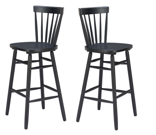 HomeRoots Set of Two Stylish Black Solid Wood Low Back Bar Chairs for Contemporary Spaces and Comfort 635705