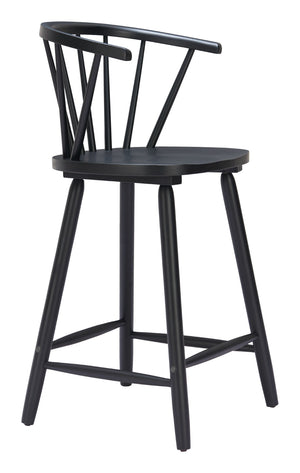HomeRoots Set of Two Stylish Black Solid Wood Low Back Bar Chairs for Comfort in Home or Commercial Spaces 635706