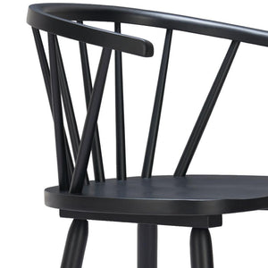 HomeRoots Set of Two Stylish Black Solid Wood Low Back Bar Chairs for Comfort in Home or Commercial Spaces 635706