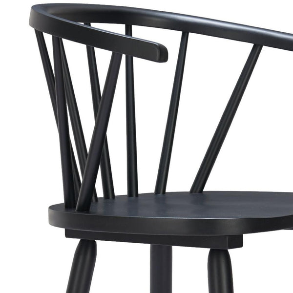 HomeRoots Set of Two Stylish Black Solid Wood Low Back Bar Chairs for Comfort in Home or Commercial Spaces 635706