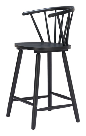 HomeRoots Set of Two Stylish Black Solid Wood Low Back Bar Chairs for Comfort in Home or Commercial Spaces 635706