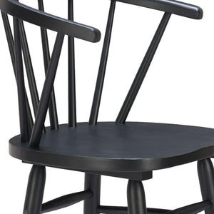 HomeRoots Set of Two Stylish Black Solid Wood Low Back Bar Chairs with Ergonomic Comfort for Any Space 635707
